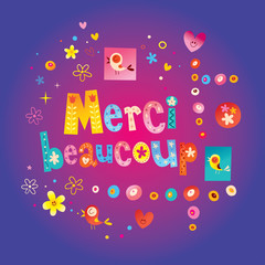 Merci beaucoup thank you very much in French greeting card