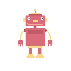 Obraz premium Cute robot, cyborg machine vector science character. Cyborg and robot character friendly, robotic mascot illustration for your web design.