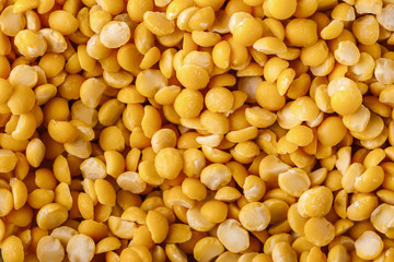 Foodbackground: crushed peas close-up. Top view