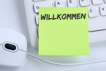 Willkommen Mitarbeiter neuer Kollege Kunde Kunden Flüchtling Flüchtlinge Computer Business...