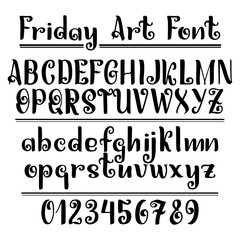 Hand drawn letters. Vector alphabet, numerals on white background.