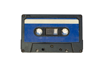 Old cassette tapes with a wooden background