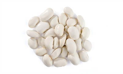 A handful of white beans isolated on a white background..
