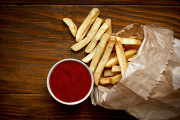 French fries with ketchup