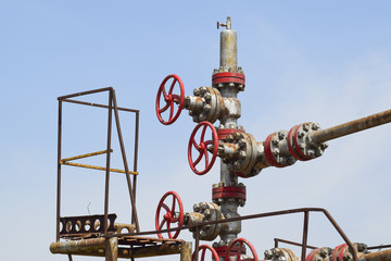 Well for oil and gas production. Oil well wellhead equipment. Oil production