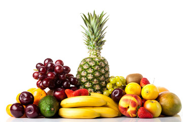 Naklejka na ściany i meble tropical fruits. fruits isolated on white. Ripe fruit