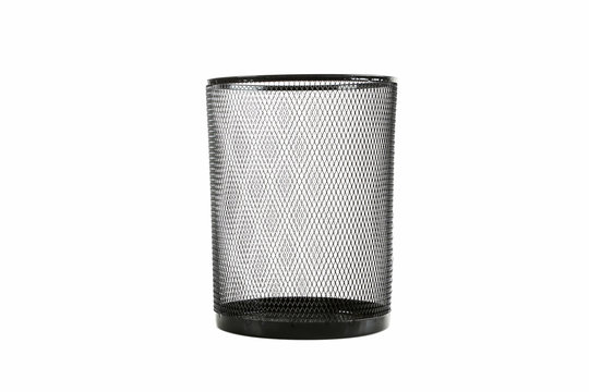 Black paper trashcan isolated on a white