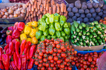 various colorful raw vegetables. vegetables  on food market