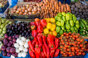 various colorful raw vegetables. vegetables  on food market