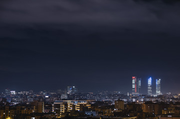 Madrid Spain, panoramic Cityscape in the night
