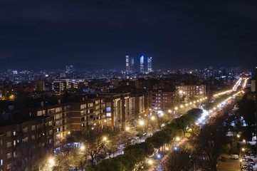 Fototapeta na wymiar Madrid Spain, panoramic Cityscape in the night