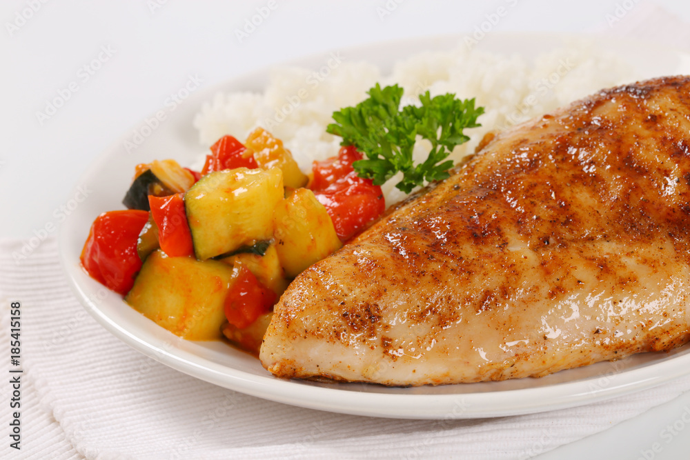 Canvas Prints turkey breast with rice and vegetables