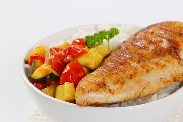 turkey breast fillet with rice and vegetables