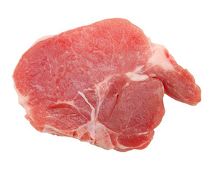 fresh pork chop meat slice isolated on white
