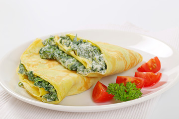 Spinach and cheese crepes