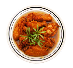 chicken cook whith ginger vietnamese on white background