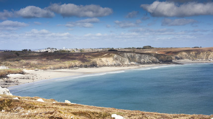 Low tide in Britanny, Pte de penn Hirr, France on a sunny day