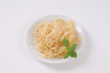 plate of sauerkraut with caraway
