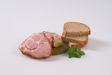 smoked pork neck with bread