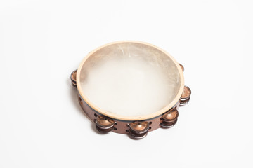 Tambourine on white background