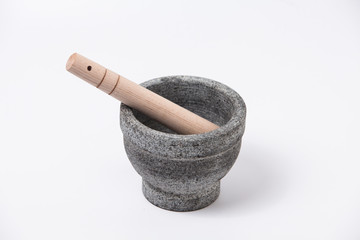 Stone mortar isolated on white background 