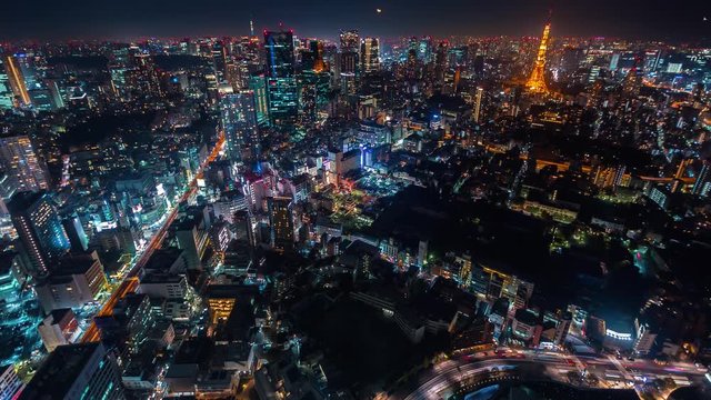 Time-lapse of Tokyo at night from Roppongi