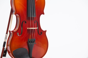 Fototapeta na wymiar Close up of violin detail on white