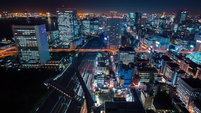 Time-lapse of Tokyo at night near Hamamatsuchō