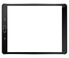 Tablet computer front view isolated in a white background. To present your application