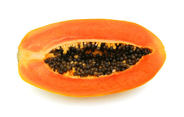 Sliced papaya isolated on a white background