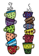 Hand drawn stack of cup illustration 