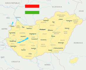 Obraz premium Hungary Map - Detailed Vector Illustration