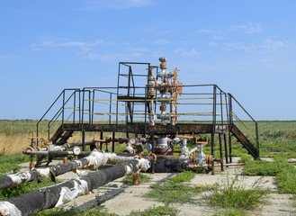 Well for oil and gas production. Oil well wellhead equipment. Oil production