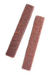 Chocolate wafers isolated on white background.Chocolate wafer bar isolated