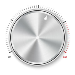 Creative vector illustration of dial knob level technology settings, music metal button with circular processing isolated on background. Sound control. Art design. Abstract concept graphic element