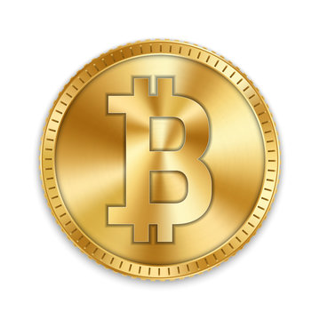 Creative vector illustration of 3d golden bitcoin coin isolated on background. Art design digital currency, cryptocurrency. Stock market electronic money. Blockchain, ico, fintech net banking element