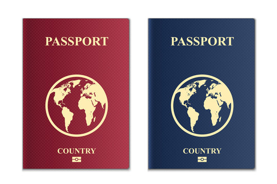 Creative vector illustration of passports with globe map isolated on transparent background. Art design. Front cover international identification document. Abstract concept graphic element