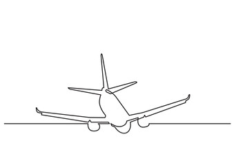 Fototapeta na wymiar one line drawing of isolated vector object - passenger airplane