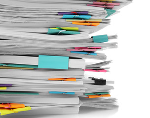 Fototapeta premium Stack of documents on white background