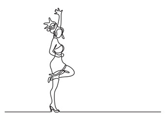 continuous line drawing of expressive happy woman in short dress