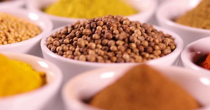 Close-up of different types of Assorted Spices 