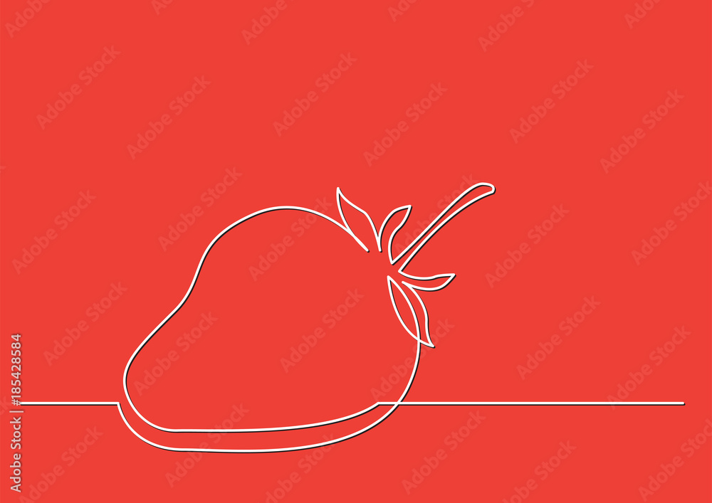 Poster one line drawing of isolated vector object - strawberry