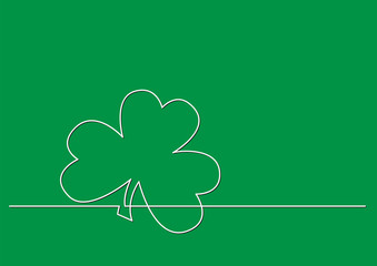 one line drawing of isolated vector object - four leaf clover