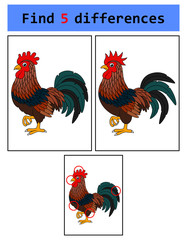 Find 5 differences (Rooster)