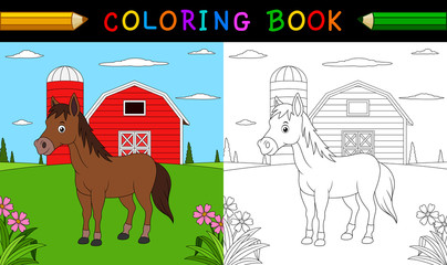 Cartoon horse coloring book - 185428770