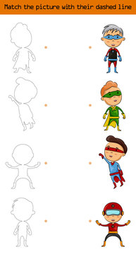 Match the picture (set of character superhero kids)