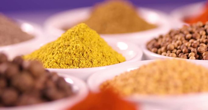 Close-up of different types of Assorted Spices 