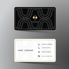 Modern business card template design. With inspiration from the abstract. Contact card for company. Two sided black and white on the gray background. Vector illustration. 