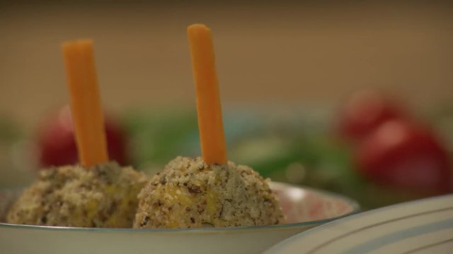 Making a tasty truffles with almonds, milk, carrots and pistaccios