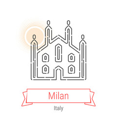 Milan, Italy Vector Line Icon